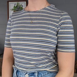 Striped 90s High Neck Jersey Shirt